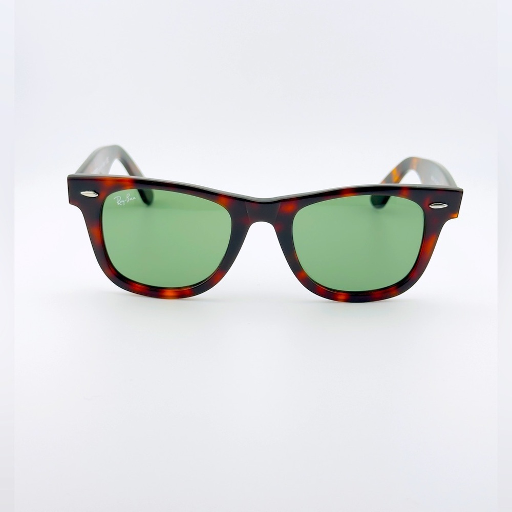 Ray-Ban Sunglasses RB2140 Original Wayfarer Tortoise Frame Green Lenses 50mm - Picture 7 of 14